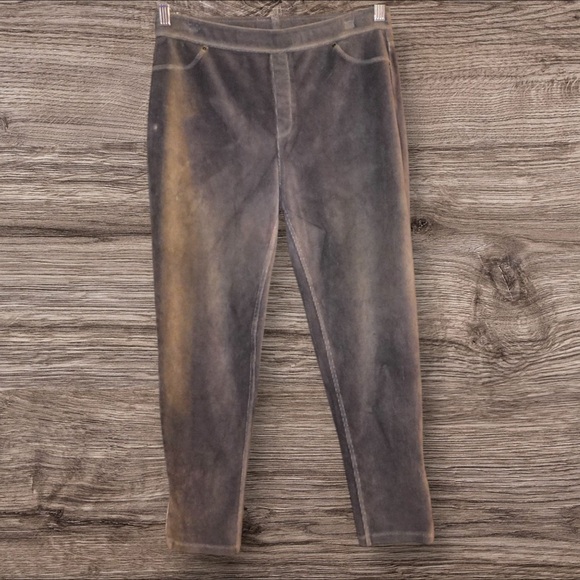Susan Graver Grey Velvet Leggings - Picture 2 of 5